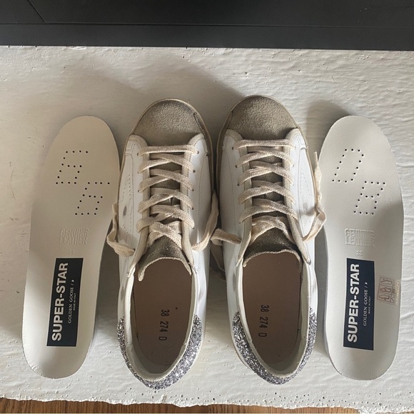Golden Goose Super-Star Sneaker - Silver Glitter Heel - US 8 | EU 38 🪩 - Picture 10 of 14